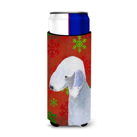 

Caroline s Treasures SS4690MUK Bedlington Terrier Red and Green Snowflakes Holiday Christmas Ultra Hugger for slim cans