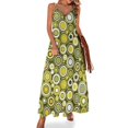 thumbnail image 1 of Vestido sin mangas con estampado retro de círculos verdes, amarillos y blancos Vestidos de verano para mujer para ocasiones oficiales, 1 of 7