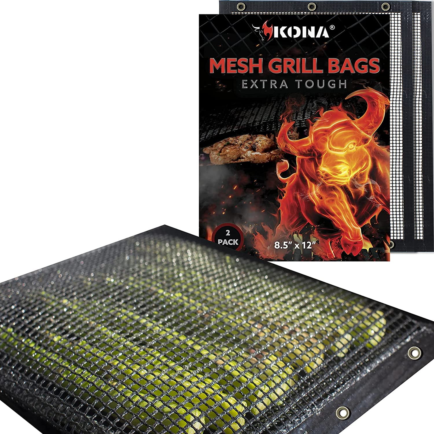 KONA Mesh Grill Bags, Non-Stick BBQ Grilling Bags (Set of 2)