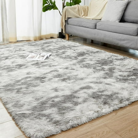 Large Area Rugs for Living Room 6x9 Feet Indoor Soft Shag Rugs for Bedroom Anti-Slip Fluffy Shaggy Fuzzy Furry Plush Rugs for Kids Girls Room Decor