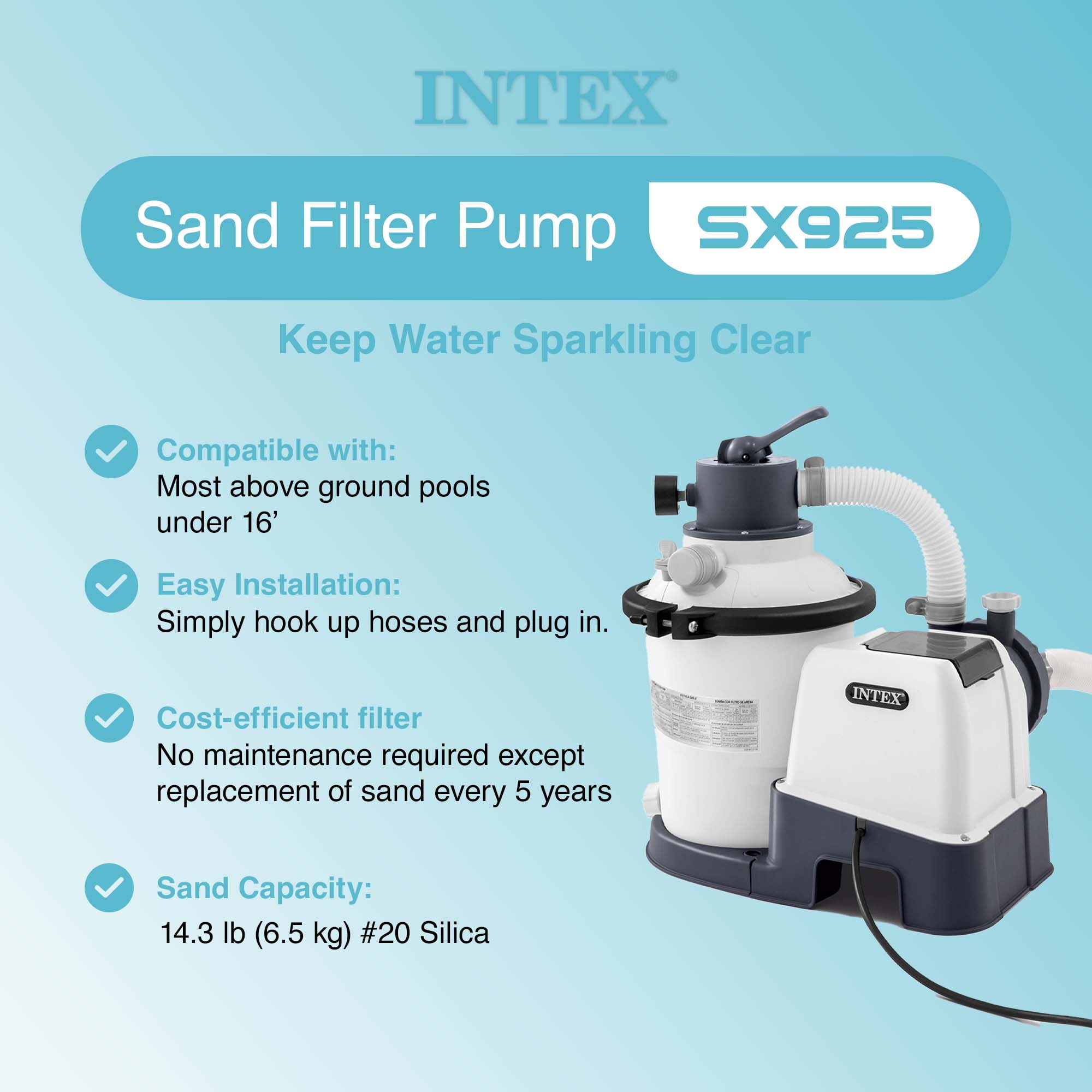 Intex 26641EG Krystal Clear Pool Sand Filter Pump for 4,400 Gallon Pools