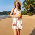thumbnail image 3 of Vsdgher Robe d'Été Imprimée Renard Endormi Mignon pour Femmes Robe de Plage Décontractée Col en U Sans Manches Robe Débardeur Ample avec Poche, 3 of 7