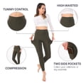 thumbnail image 3 of Zuvelli High Waist Yoga Pants with Side-Pockets, Workout and Running Activewear for Women, High Waisted Tummy Control, Non-See-Through 4 Way Stretch Leggings - Green, S, 3 of 7