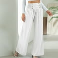 thumbnail image 5 of Boho Pants for Women Beach Pants Lounge Trousers High Waisted Wide Leg Pants Pleated Belly Control Flowy Slacks, 5 of 7