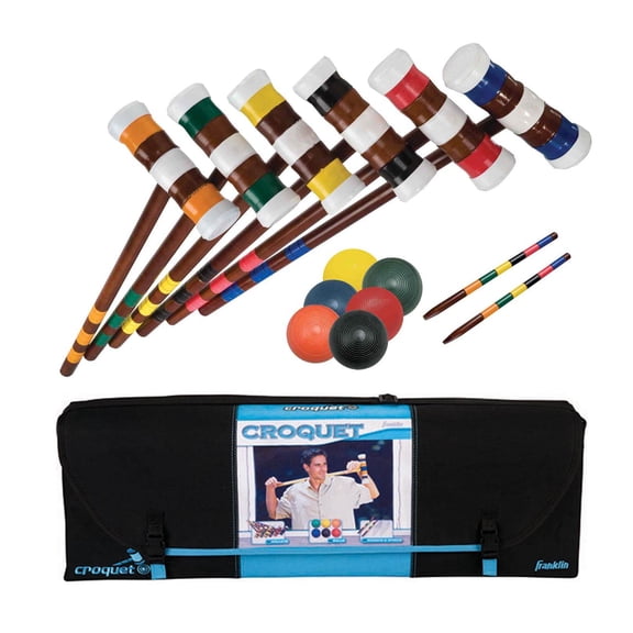 NEW! Franklin Sports Advanced 6-Player Backyard Croquet Set w/ Deluxe Carry Bag