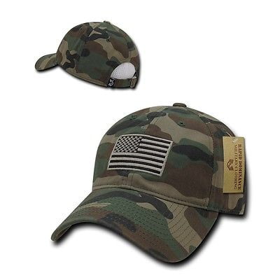 Camo USA US American Flag Patch United States America Polo Baseball Hat Cap