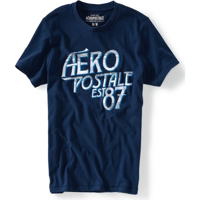 Aeropostale Hombres Est 87 Gráfico Camiseta, Azul, X-Small Aeropostale Camiseta gráfica