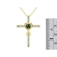 thumbnail image 4 of RYLOS Matching Jewelry Yellow Gold Plated Silver Claddagh Ring & Cross Necklace. Heart Gemstone & Diamonds, 6MM Green Sapphire Birthstone; Size 7, 4 of 9