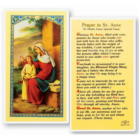 

Saint Anne Prayer to Obtain Favors Catholic Prayer Holy Card with Prayer on Back Pack of 25