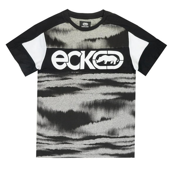 Ecko Unltd Men's T-Shirt Tie Dye Panel Stitched Short Sleeve Tee (Small, Black Tie Dye)