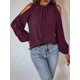 thumbnail image 5 of Blusas Elegantes e Informales para Mujer, con Hombros Descubiertos, Cuello con Volantes, Camisas de Moda de Otoño para el Trabajo Vino Tinto XXXL, 5 of 10