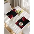 thumbnail image 5 of Red Rose Placemats Set of 8, Vintage Abstract Garden Flower Floral Black Placemats for Dining Table, Place Mats for Kitchen Tabletop, Waterproof Wipeable Dining Table Mats Set, 5 of 9