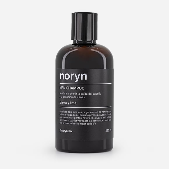 noryn - Shampoo para Hombre Anticaída y Control Grasa, Menta y Lima, 250 ml