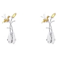thumbnail image 1 of QualitChoice Crystal Flower Figurine with Silver/Metal Stem Ornament Lucky Bouquets Yellow 2PCS, 1 of 6