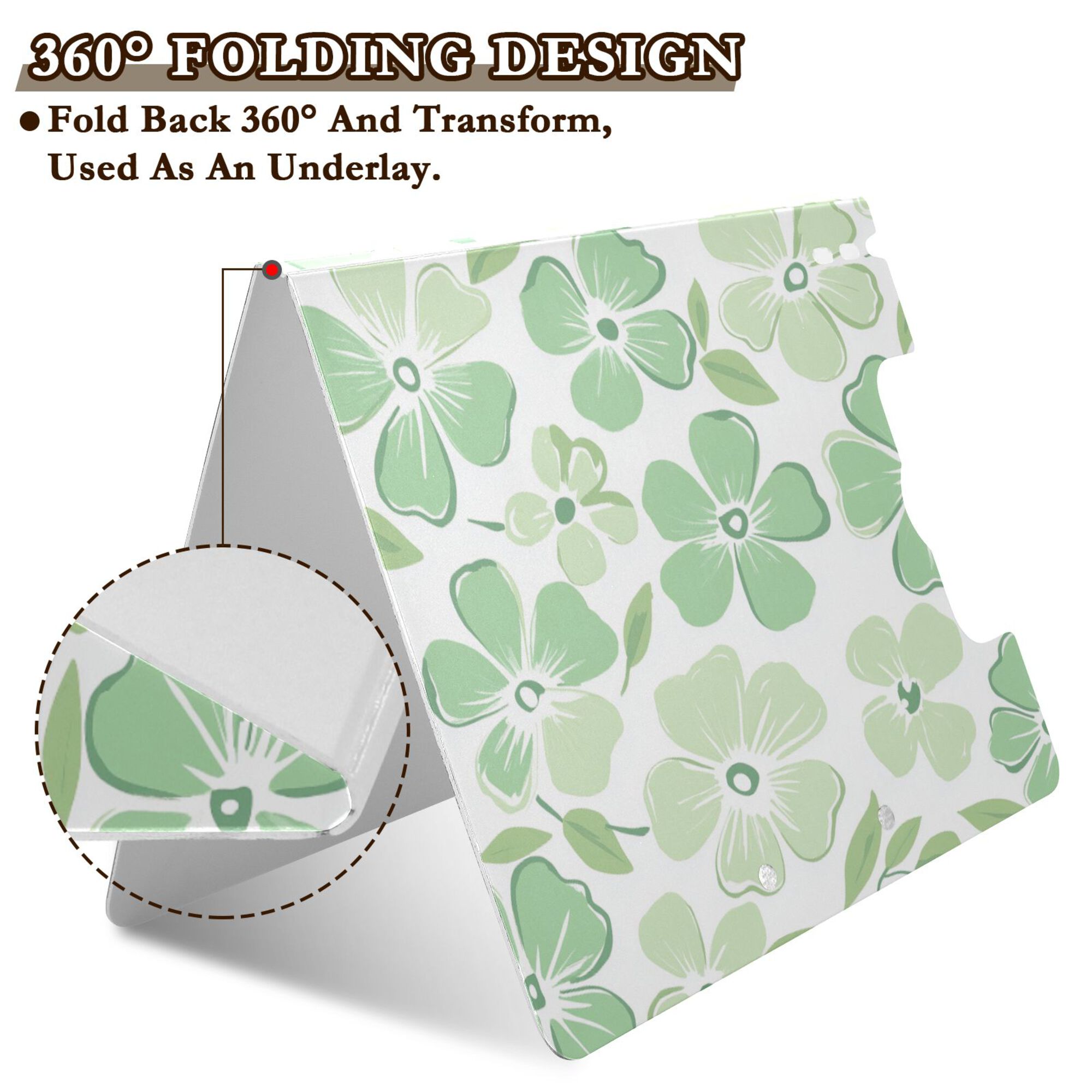 FORMRS A4 Clipboard Folder with Pen Holder Horizontal Foldable School Office Binder, Green Floral