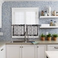 thumbnail image 6 of European Floral Kitchen Curtains and Valances Set, Rod Pocket Curtains Tier Farmhouse Window Curtains 36 Inch Length, Rustic Black Grey Formal Traditional Tribal 3 Piece Kitchen Curtains Set, 6 of 6