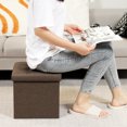 thumbnail image 3 of PINPLUS 12.6" Storage Ottoman Cube, Toy Chest Folding Footrest for Living Room Seat, Linen Brown, 3 of 7