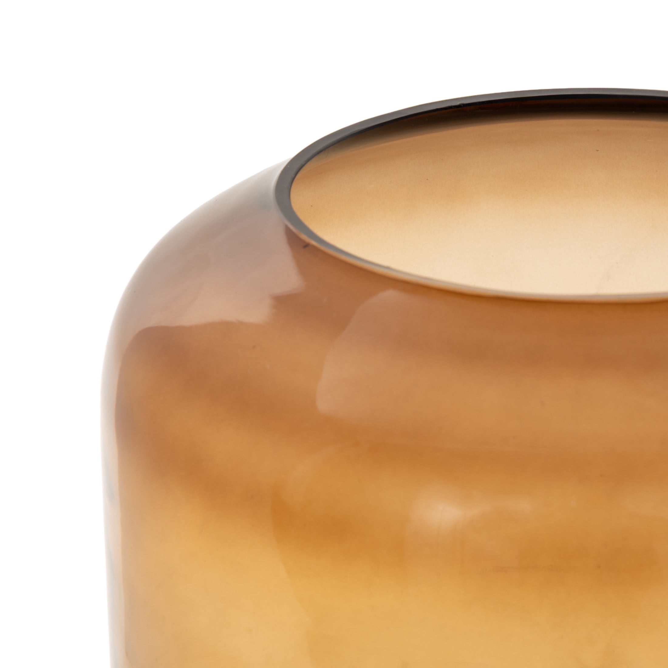 DecMode Brown Glass Tinted Wide Hurricane Lamp with Elevated Base