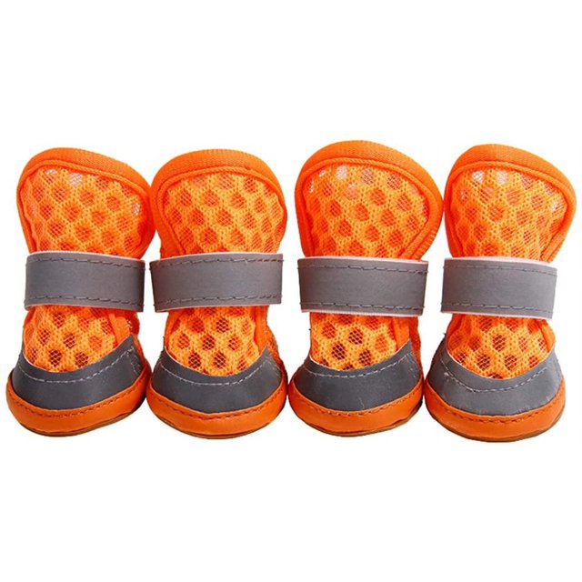 Botas deportivas duraderas para perros, botines transpirables con protector de patas de malla, botas de suela suave reflectantes, zapatos para perros pequeños