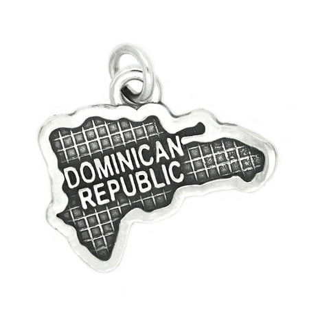 Map Usa Sterling Silver Charm - Sterling Silver Map of Dominican Republic Travel Charm