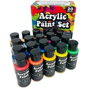 Acrylic Paint Set Premium 20 Colors Paint Acrylic | Art Paints for Canvas and Outdoor Painting 2oz 60ml Bottles