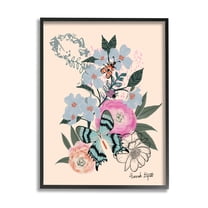 Stupell Industries Pastel Flowers & Butterfly Animals & Insects Painting Black Framed Art Print Wall Art, 24 x 30