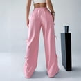 thumbnail image 4 of Women's Y2K Bow Knot Wide Leg Sweatpants Elastic High Waist Loose Casual Trousers Streetwear Baggy Pants Pink M, 4 of 6