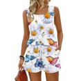 thumbnail image 3 of Iaqnaocc Two Piece Sets for Women Dressy Casual Short Sets for Women Vintage Floral Print Square Neck Tank Top and Shorts Summer Outfits Lounge Matching Sets Women Clothing Multicolor 2XL, 3 of 6