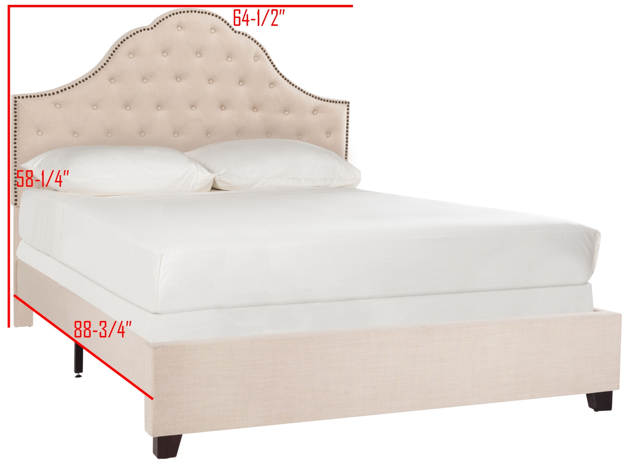 SAFAVIEH Beckham Modern Glam Tufted Headboard with Nail Heads, Full, Beige
