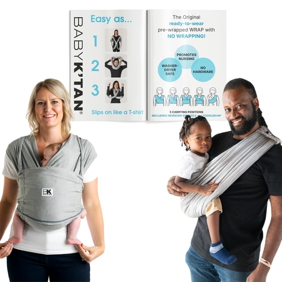 Original Baby K'tan Baby Carrier: #1 Easy Pre-Wrapped, Soft, Slip-On, No Rings, No Buckles | 5 in 1 Baby Sling Gift For Newborn to Toddler up to 35lb (See Size Chart)