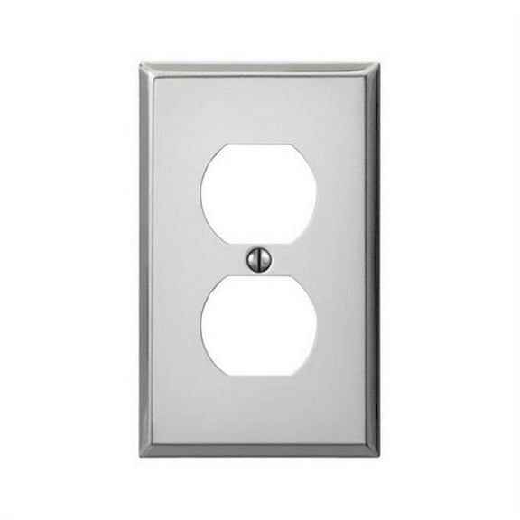 AmerTac Pro Duplex Outlet Wall Plate, 1-Gang, Stamped Steel - Polished Chrome - Silver
