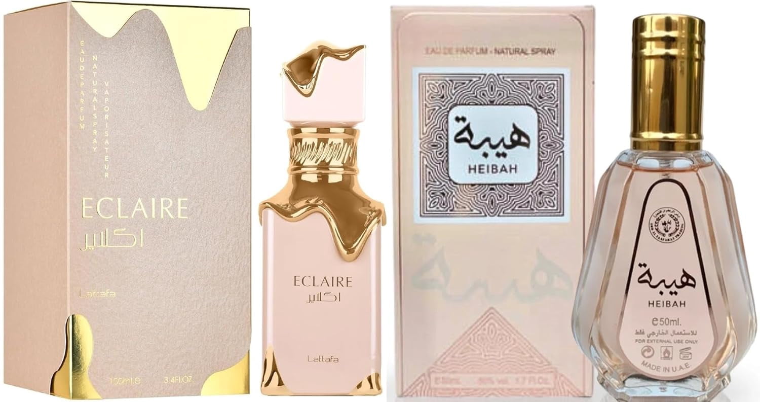 Lattafa Eclaire Eau de Parfum Spray for Women, 3.4 Ounce + Heibah