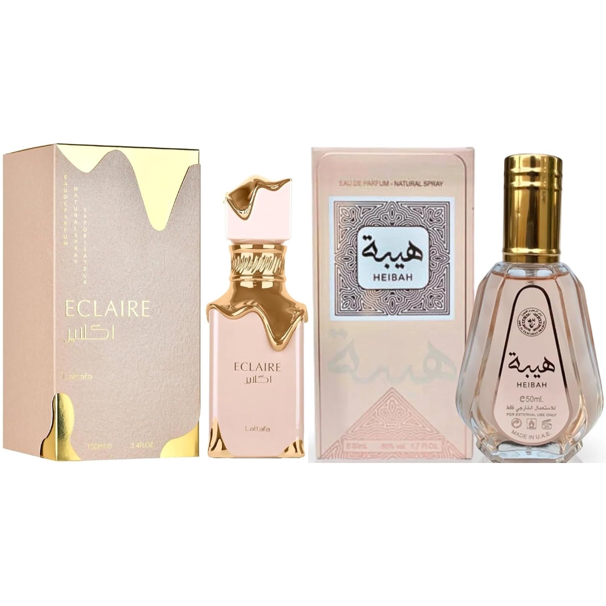Lattafa Eclaire Eau de Parfum Spray for Women, 3.4 Ounce + Heibah