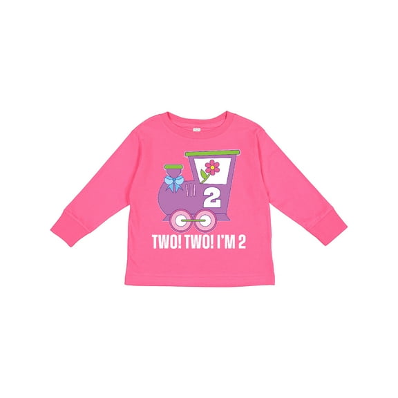 Inktastic 2nd Birthday Cute Train I'm Two Girls Long Sleeve Toddler T-Shirt