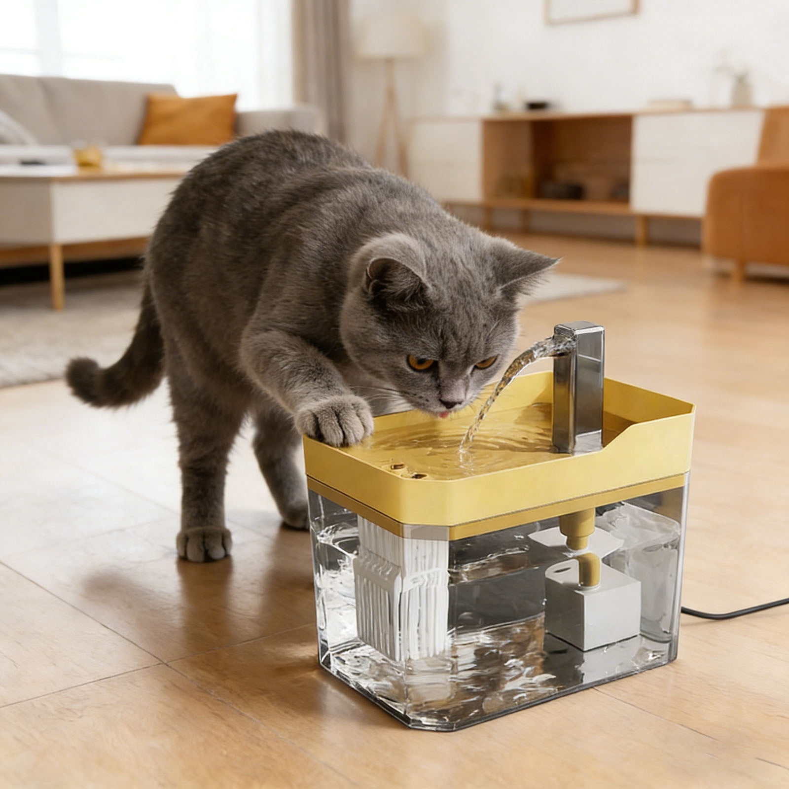 Automatic Cat Water Dispenser, 1.5L Quiet Pet Fountain with Smart Sensor & Low Water Shut-Off - Easy Clean Design for Indoor Pet Hydration
