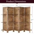 thumbnail image 7 of 5 Panel 5.6 Ft Tall Partition Wood Room Divider, Wood Folding Room Divider Screens, Panel Divider&Room Dividers, Room Dividers and Folding Privacy Screens with Shelves(5 Panel,Brown), 7 of 7