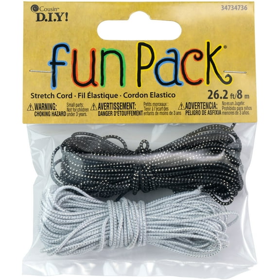 CousinDIY Stretch Cord 26.2ft-Black & White