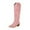 Pink, variant on Mostsola Cowgirl Boots Women Pointy Toe Knee High Boots Embroidered Pull on Heel Western Boot