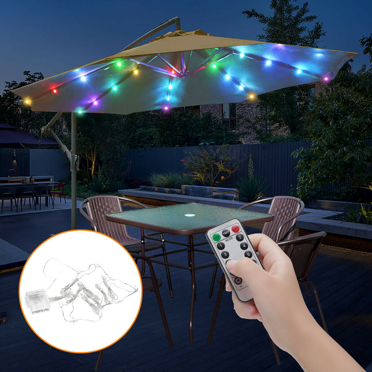 Patio Umbrella Lights 8 Lighting Mode 104 LED String Lights with Remote Control 