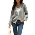 thumbnail image 3 of Seyurigaoka Women's Long Sleeve V Neck Open Front Cardigan Outwear Solid Button Down Soft Ribbed Knitted Cardigan Sweater, 3 of 9