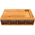 thumbnail image 3 of Miumaeov Bamboo Cutting Board For Kitchen with 4 Storage Containers Drawers Cover +Grater, 3 of 9