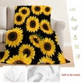 thumbnail image 5 of Yellow Sunflowers Blanket Soft Cozy Warm Throw Blanket for Couch, Plush Fuzzy Flannel Fleece Blankets for Sofa, Black Farmhouse Country Flowers Floral Bed Blankets Lightweight Gifts for Men, 40"x50", 5 of 9