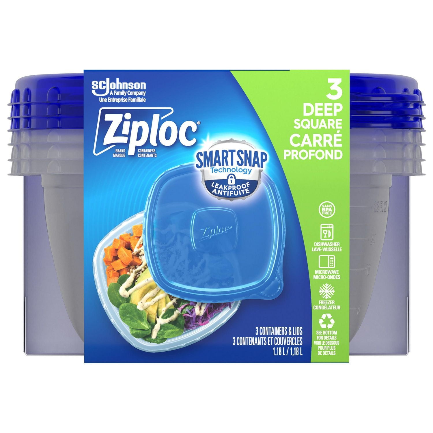 Lot 24 Boîtes Conservation Ziploc Mini Rectangle - Smart Snap, Lave-vaisselle Et Micro-ondes