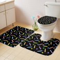 thumbnail image 4 of Abstract Bathroom Rugs Set Cute Blue Green Red Pencil Paw Print Non Slip Absorbent Soft Bath Mats 3 Piece Set with Bathroom Rug, U-Shaped Floor Mat, Toilet Seat Cover Large Size, 4 of 9