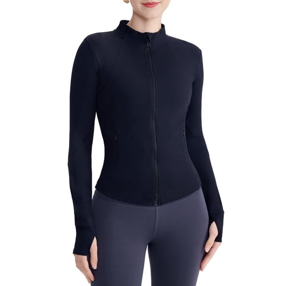 Womens Workout Jackets, Full Zip Slim Fit Athletic Running Sports Track Jacket with