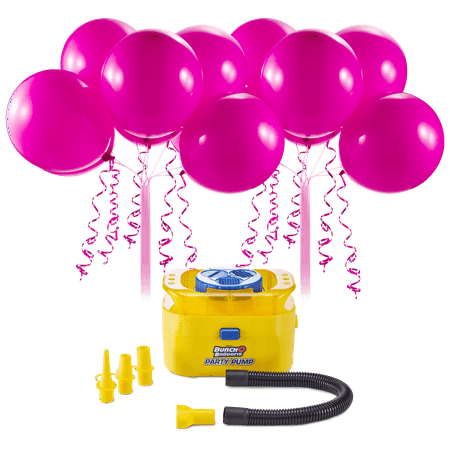 Bunch O Balloons Portable Party Balloon Electric Air Pump Starter Pack, Includes 16ct 11in Self-Sealing Pink Latex Balloons