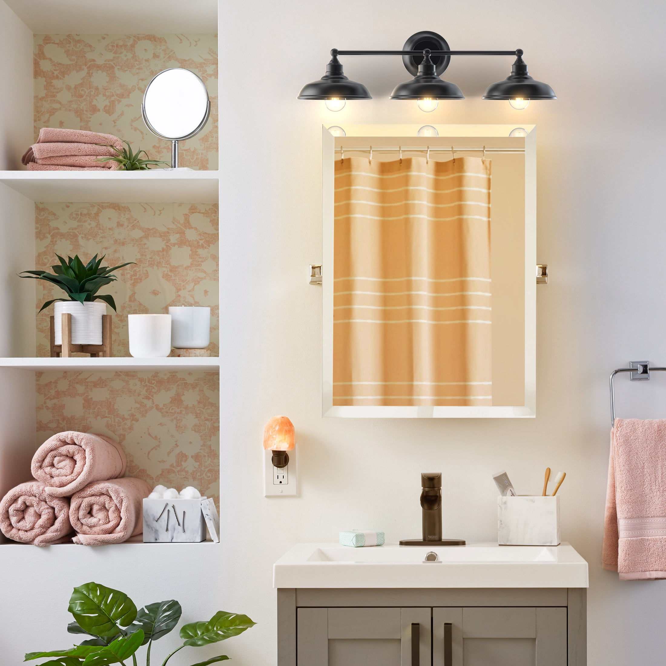 Better Homes & Gardens 28.5" Farmhouse Triple Wall Scones 3-Light Vanity Light, Oil Rubbed Bronze