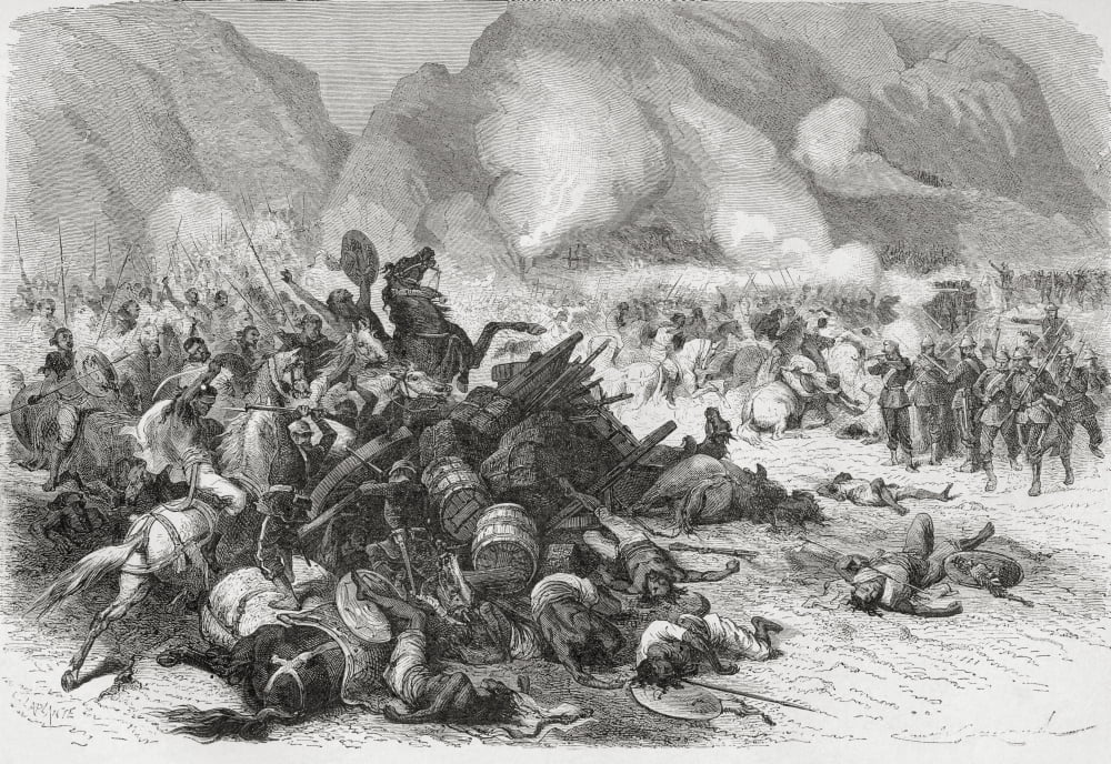 The Battle On Mount Fahla Abyssinia Between British Troops Under The Command Of Sir Richard Napier And Tewodros Ii In 1868 From El Mundo En La Mano Published 1875 Canvas Art - Ken Welsh Design Pics (