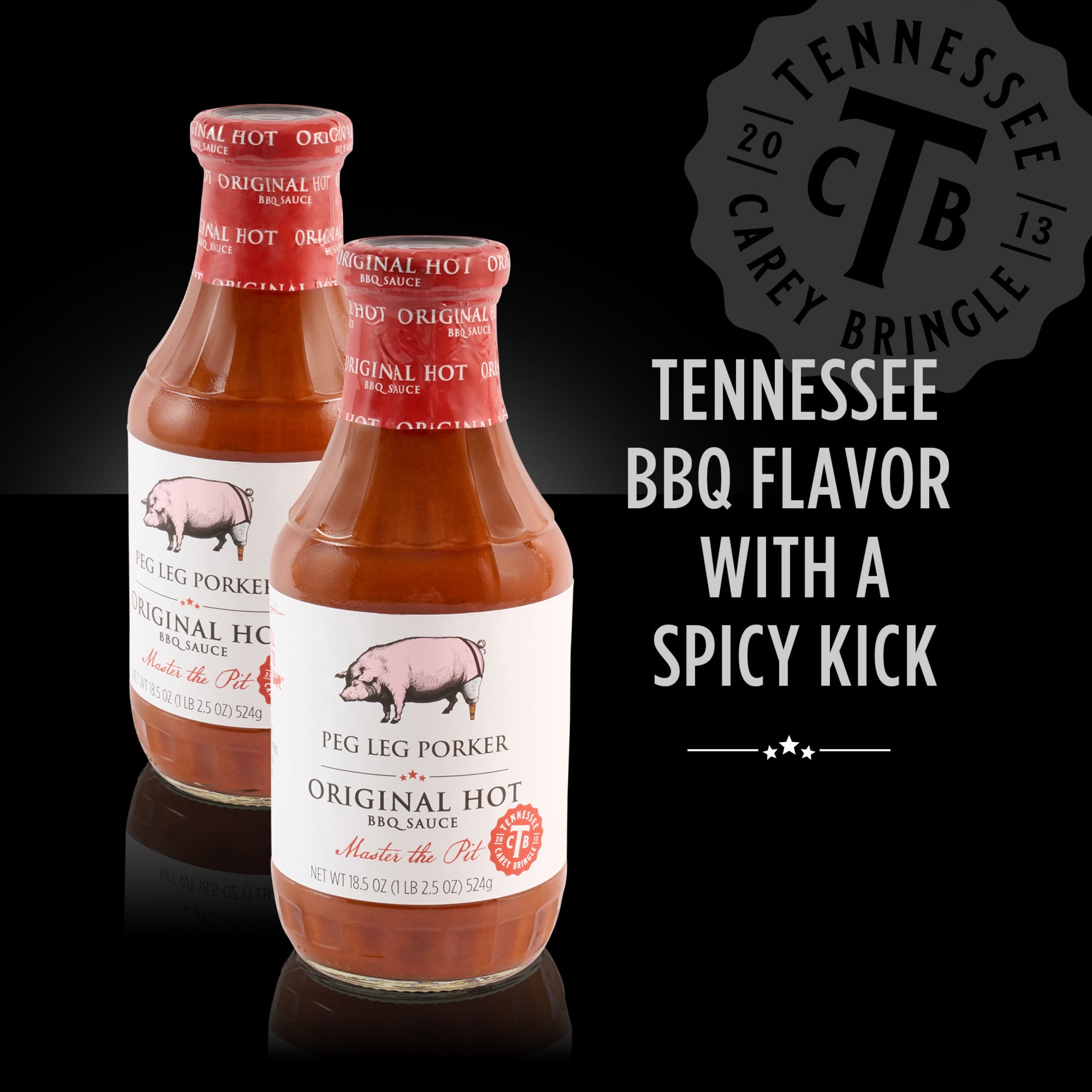 Peg Leg Porker Original Hot BBQ Sauce, 18.5 oz Bottle
