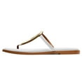 thumbnail image 4 of FSJ Women Comfort Open Toe Flat Sandals Slip on Flip-flops Without Heel Metal Buckle Lightweight Chic Outdoor Slippers White Size 4, 4 of 5